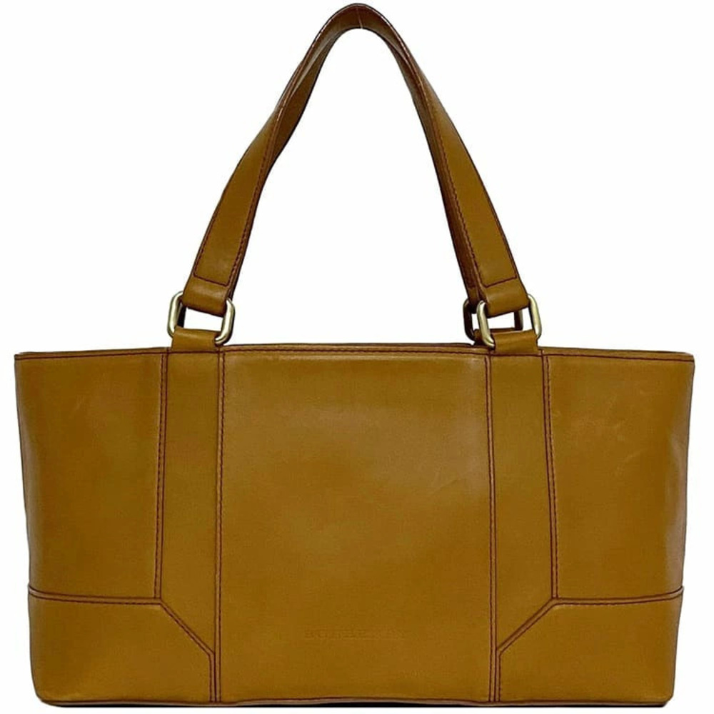 Burberry Handbag Camel Tan Brown Zipper Leather Bag Business Work